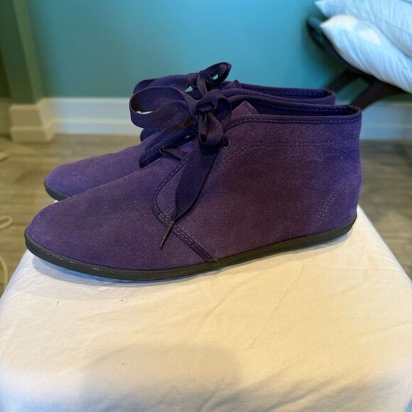 Vintage 80s 90s Keds Purple Suede Chukka Boots 9M Ribbon Lace - Picture 8 of 10